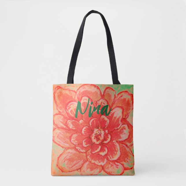 Gentemot Rosa Flower art Tygkasse (Framsida)