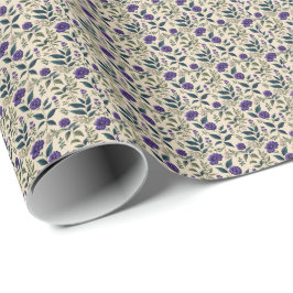 Gentian Blå Vintage Blommig Presentpapper