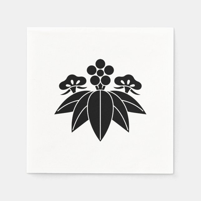 Gentian-stil tallrik med furu, bambus och japansk  pappersservett (Framsidan)