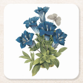 gentiana (Gentianae acaulis) från Redouté Underlägg Papper Kvadrat