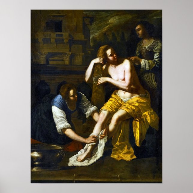 Gentileschi - Bathsheba vid hennes bath 1638 Poster (Framsidan)