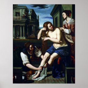 Gentileschi - Bathsheba vid hennes bath 1638 Poster
