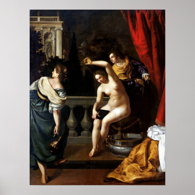 Gentileschi - Bathsheba vid hennes bath 1645 Poster (Framsidan)