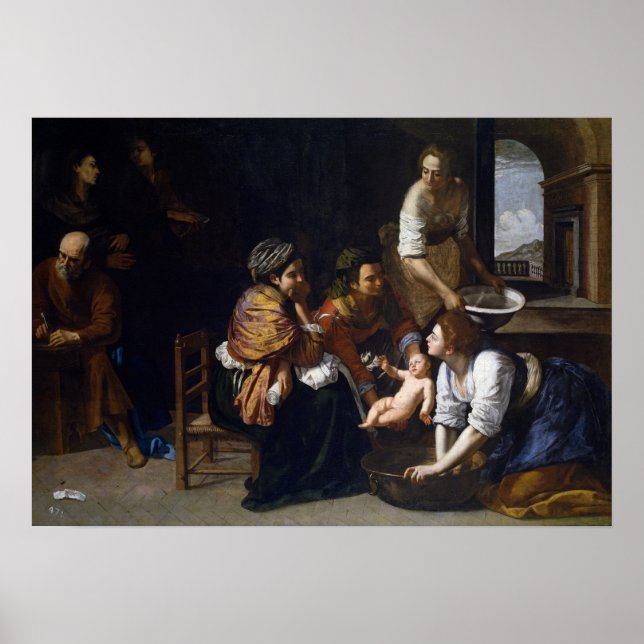 Gentileschi - Johannes döparen föds Poster (Framsidan)