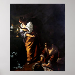 Gentileschi - Judith, Abra with Holofernes' Head Poster