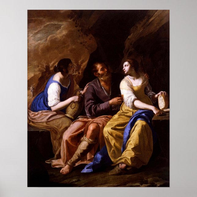 Gentileschi - Lot och hans döttrar 1638 Poster (Framsidan)
