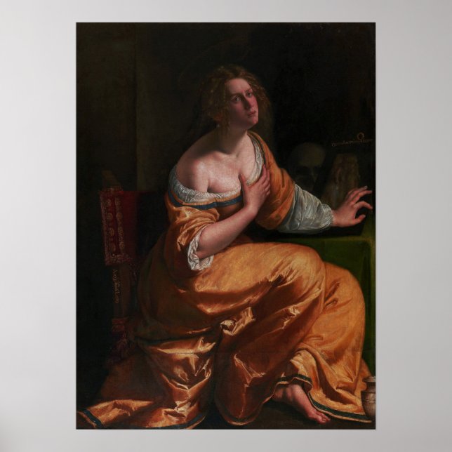 Gentileschi - Självporträtt As Maria Magdalena Poster (Framsidan)