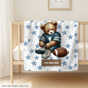 Gentle American Football Nalle Baby Blanket Fleecefilt