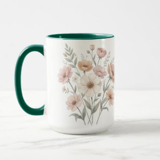 Gentle Anemone Bouquet Watercolor Softness Mugg