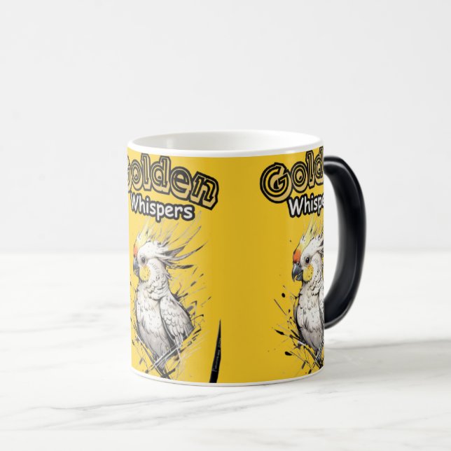 Gentle Beauty | Vit och Gult Cockatiel Magisk Mugg (Framsida höger)