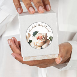 Gentle Beige Ro Girl Baby Shower Runt Klistermärke
