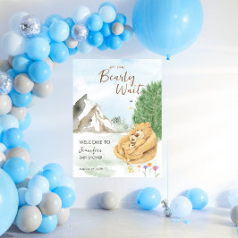 Gentle Beige Woodland Bear Baby Välkommen Poster