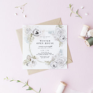 Gentle Blommigts Winter Open House Square Inbjudningar