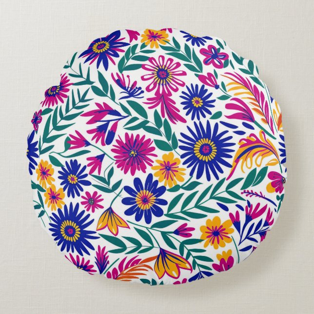 Gentle Bloom Aesthetic Round Pillow Rund Kudde (Framsidan)