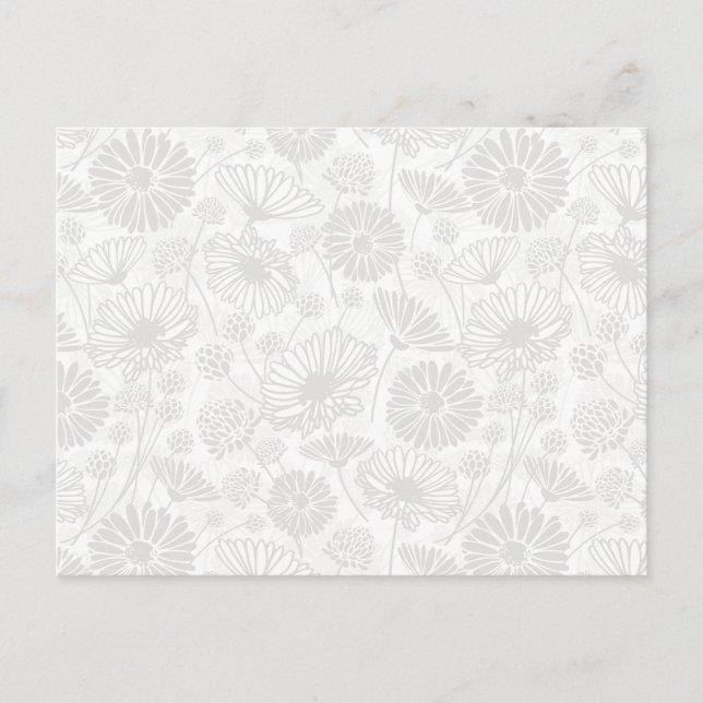 Gentle Bloom (Grått) | Vit) Vykort (Framsida)