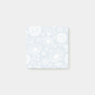Gentle Bloom (vit) | Blått) Post-it Block