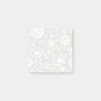 Gentle Bloom (vit) | Grått) Post-it Block