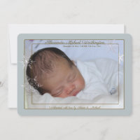 Gentle Blue Snöflingor Photo Birth Notice
