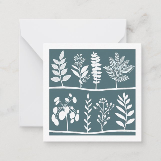 Gentle Botanic Rhythm - white botanical dark green Anteckningskort (Framsida)