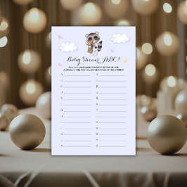 Gentle Boy Raccoon Baby Shower Game ABC