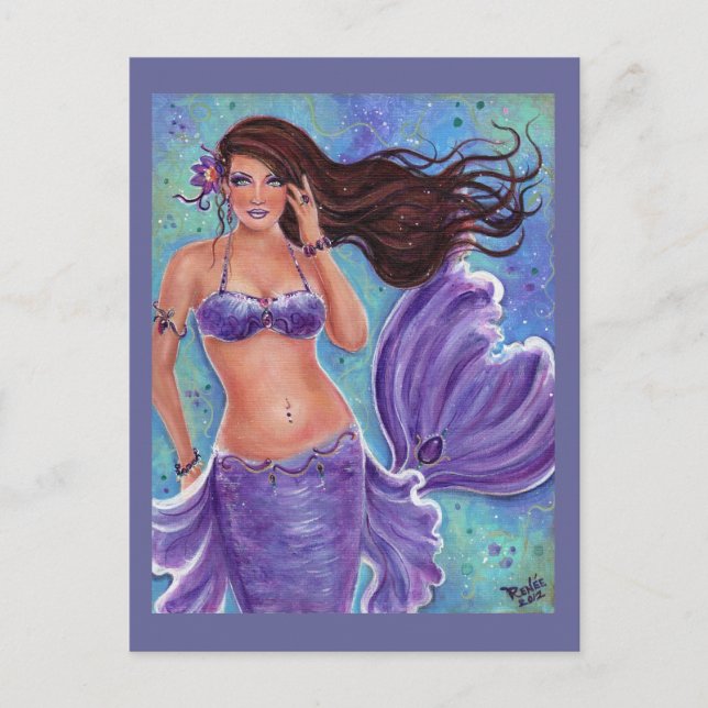 Gentle Breeze sjöjungfru vycard by Renee L. Lavoie Vykort (Framsida)