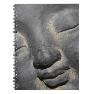 Gentle Buddha Ansikte Stone Sculpture Anteckningsbok Med Spiral