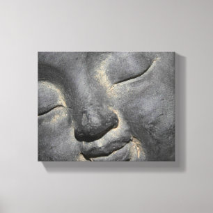 Gentle Buddha Ansikte Stone Sculpture Canvastryck