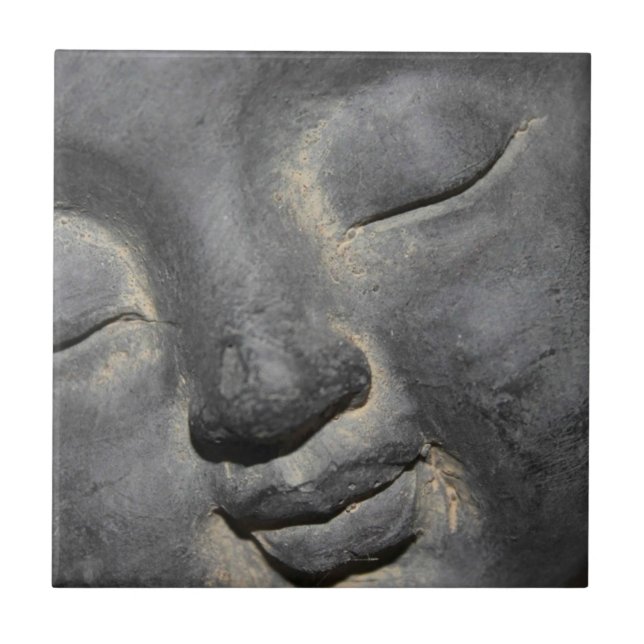 Gentle Buddha Ansikte Stone Sculpture Kakelplatta (Framsidan)