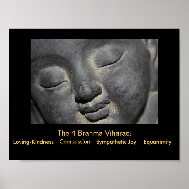 Gentle Buddha Ansikte Stone Sculpture Poster (Framsidan)