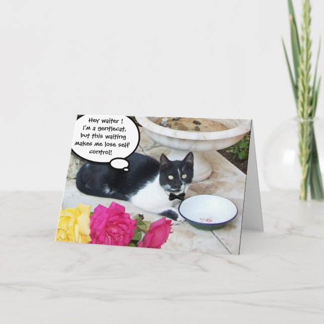GENTLE CAT I RESTAURANT Grattis på födelsedagen Kort (Framsida)