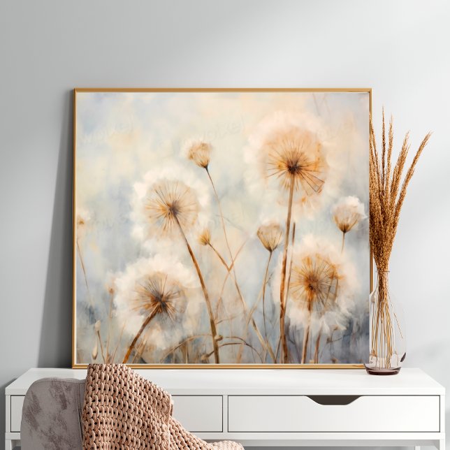 Gentle Dandelion Breeze Canvastryck (Whimsical Dandelion Field)