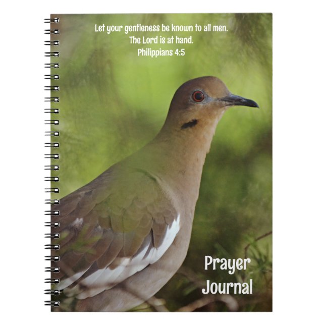 Gentle Dove i Träd Bible Verse Prayer Journal Anteckningsbok (Framsidan)