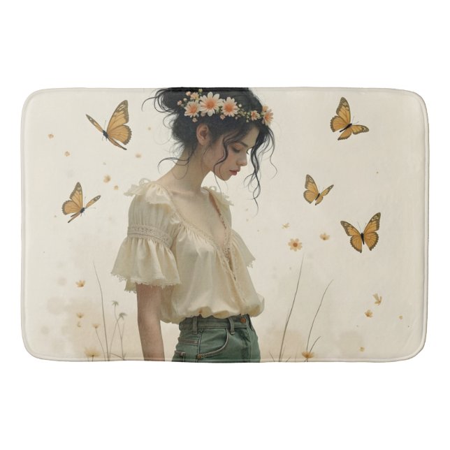 Gentle Elegance in a Butterfly Dance Badrumsmatta (Framsidan)