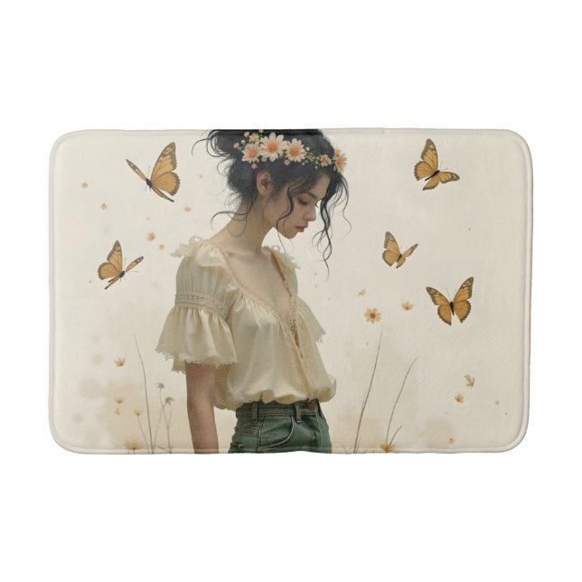 Gentle Elegance in a Butterfly Dance Badrumsmatta (Framsidan)