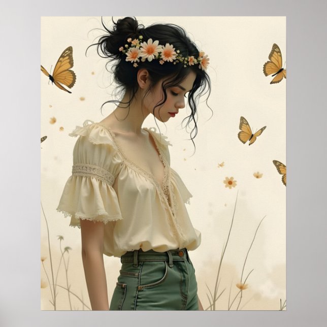 Gentle Elegance in a Butterfly Dance Poster (Framsidan)
