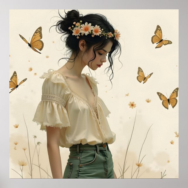 Gentle Elegance in a Butterfly Dance Poster (Framsidan)
