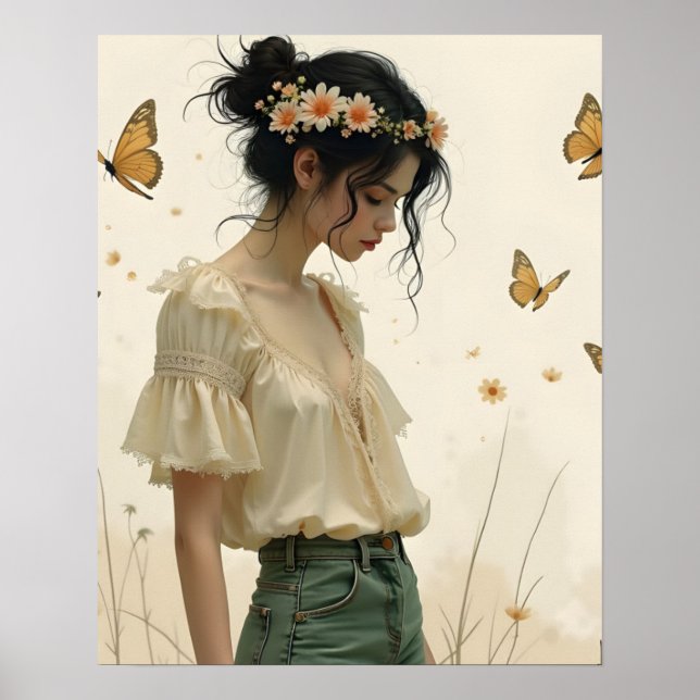 Gentle Elegance in a Butterfly Dance Poster (Framsidan)