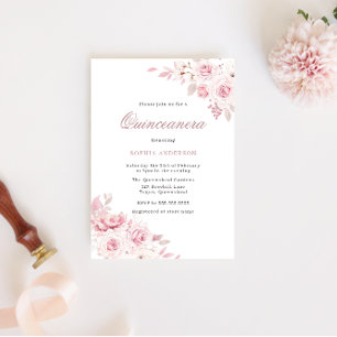 Gentle  Elegant Flowers Quinceanera Party Inbjudningar