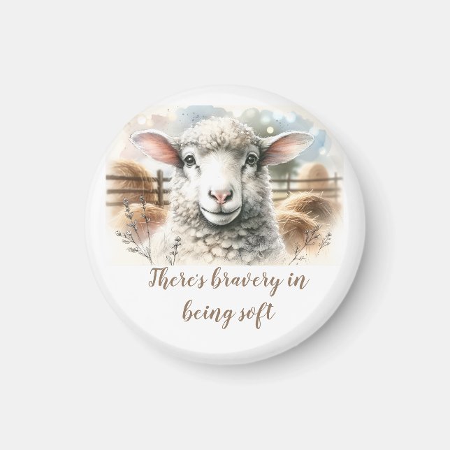 Gentle Ewe: Soft Wool Sheep Magnet (Framsidan)