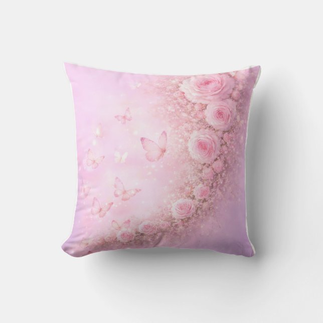 Gentle Floral Pattern – Soft Pink Roses with Soft  Kudde (Framsida)