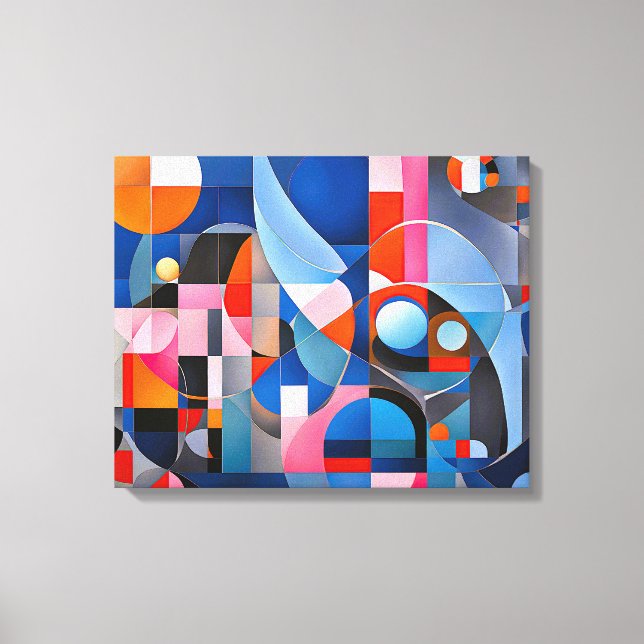 Gentle Geometry: Hues of Blue & Rosa in Abstrakt Canvastryck (Framsida)