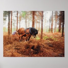 Gentle Giant - Draft Horse at Work in Forest Poster