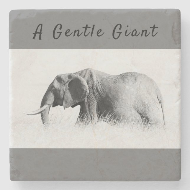 Gentle Giant Elephant High nyckel-foto med text Stenunderlägg (Framsidan)