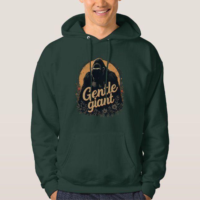 Gentle Giant Gorilla Portrait Floral Sunset Art Hoodie (Framsida)
