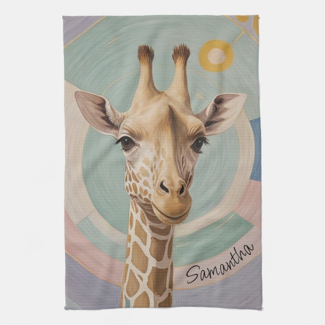 Gentle Giant: Pastel Giraffe Kökshandduk (Vertikal)
