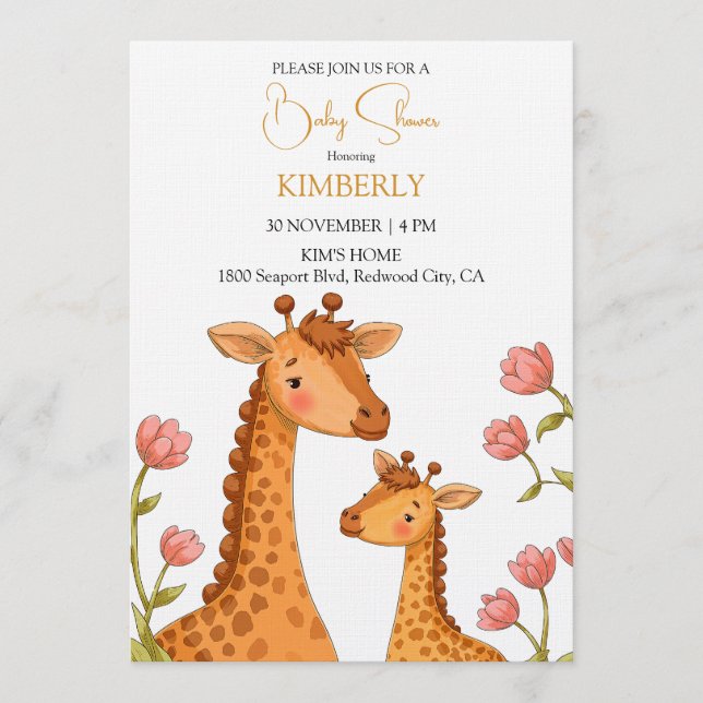 Gentle Giraffe Moments Inbjudningar (Framsida)