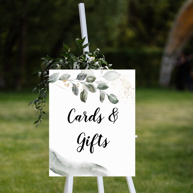 Gentle Greenery Watercolor Löv | Guld-damm | Poster (Skapare uppladdad)