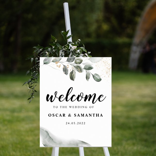 Gentle Greenery Watercolor Löv | Guld-damm | Poster (Skapare uppladdad)