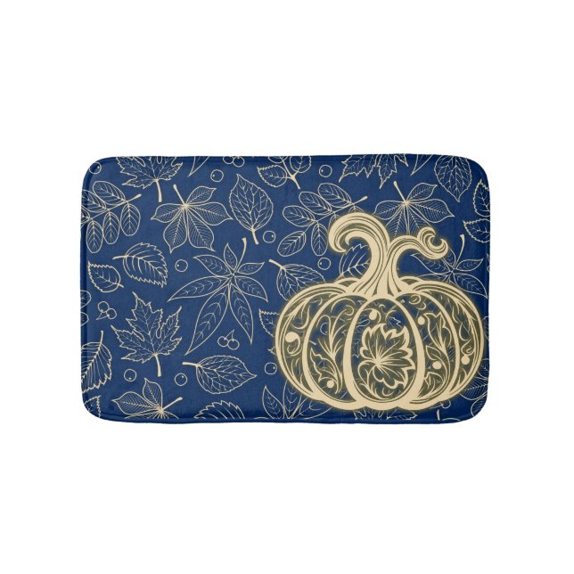 Gentle Harvest Pumpkin- Indigo Bath Mat Badrumsmatta (Framsidan)