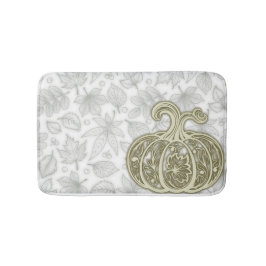 Gentle Harvest Pumpkin- White Bath Mat Badrumsmatta